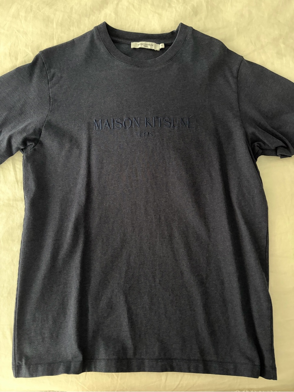 MAISON KITSUNÉ Dark Navy Embroidered Logo Short Sleeve Tee